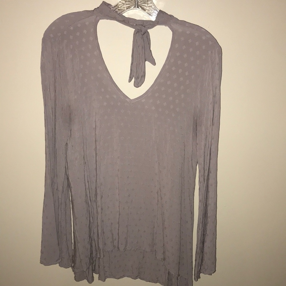 Light purple neck tie blouse